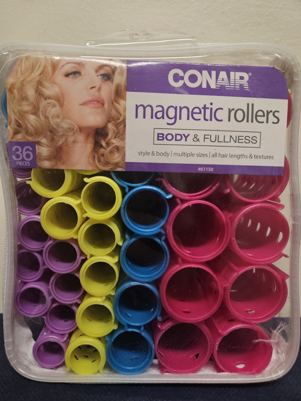 Conair Magnetic Rollers Set for Body & Fullness - Pink, Blue, Yellow, Purple - Picture 2 of 7